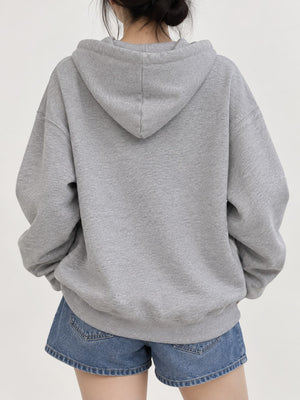 Polyester and cotton blend pullover hoodie in White with oversized silhouette