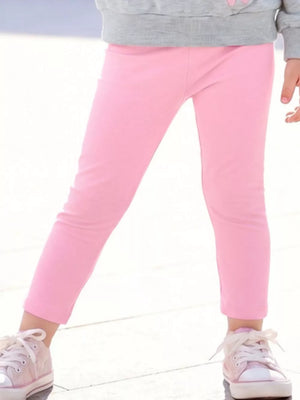 light gray sweatshirt and leggings set with hip-length top, full-length bottom and pullover top, elastic waist bottom