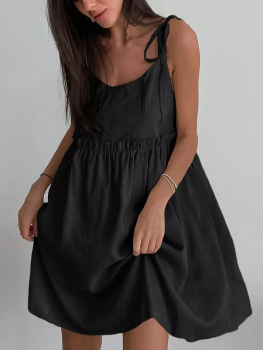 bohemian mini dress in Khaki Color with square neck