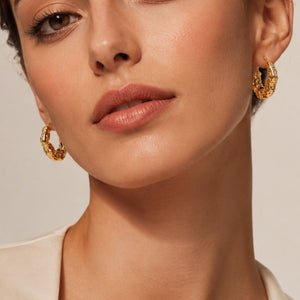 gold 18K Gold-Plated,Stainless Steel Care instructions: Avoid wearing during exercise earrings with textured and clasp