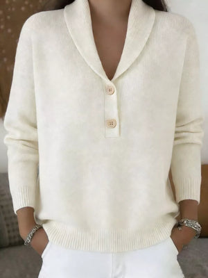 Yellow Button Detail Long Sleeve Sweater