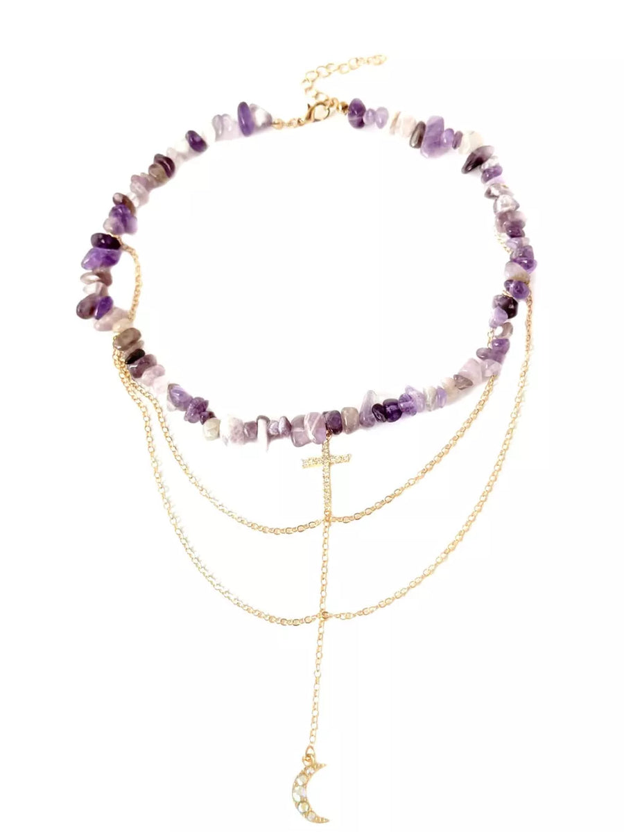 necklace in Lavender with layered and choker