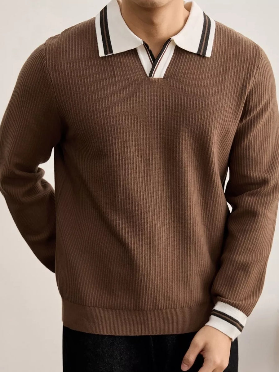 pullover sweater in Dark Gray with ribbed and ribbed