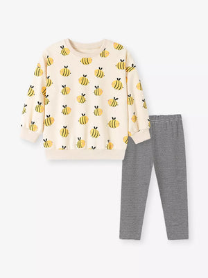 charcoal sweatshirt featuring two-piece set and animal-print