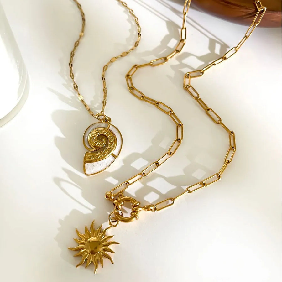 necklace featuring motif in Gold with Enamel,18K Gold-Plated,Stainless Steel Care instructions: Avoid wearing during e