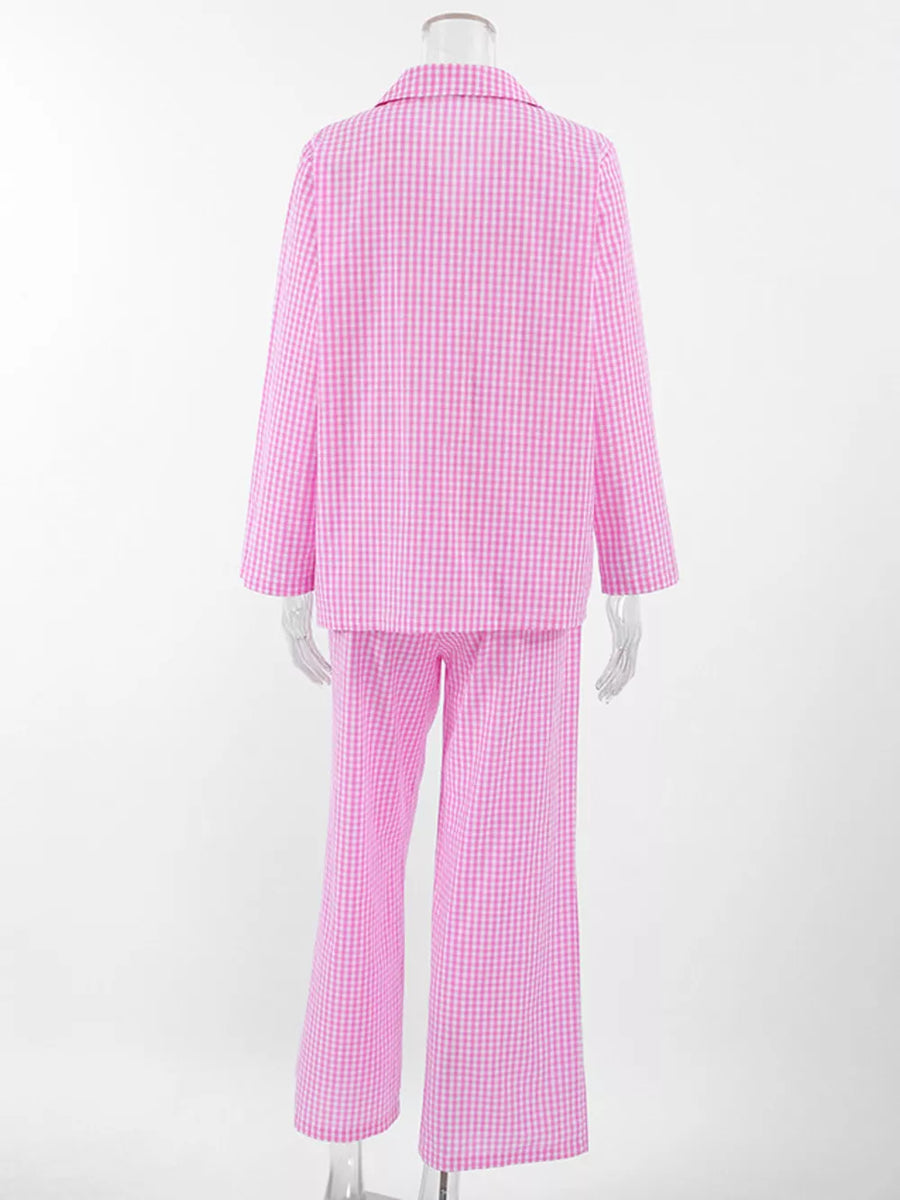 bubblegum pink pajama set with pocketed and long sleeve