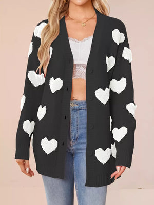 Black cardigan with button-front and heart