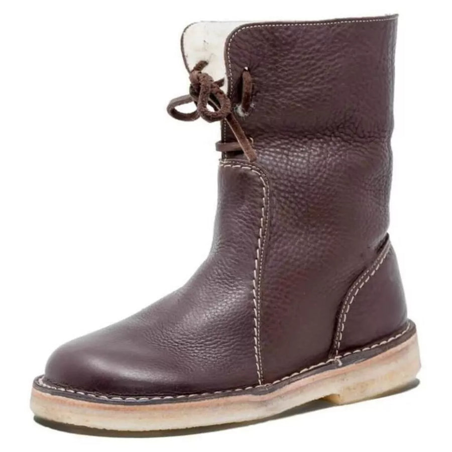 boots in Black with round toe and mid-calf