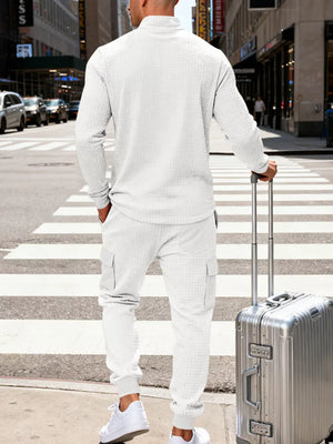 light gray relaxed lounge set with mock neck