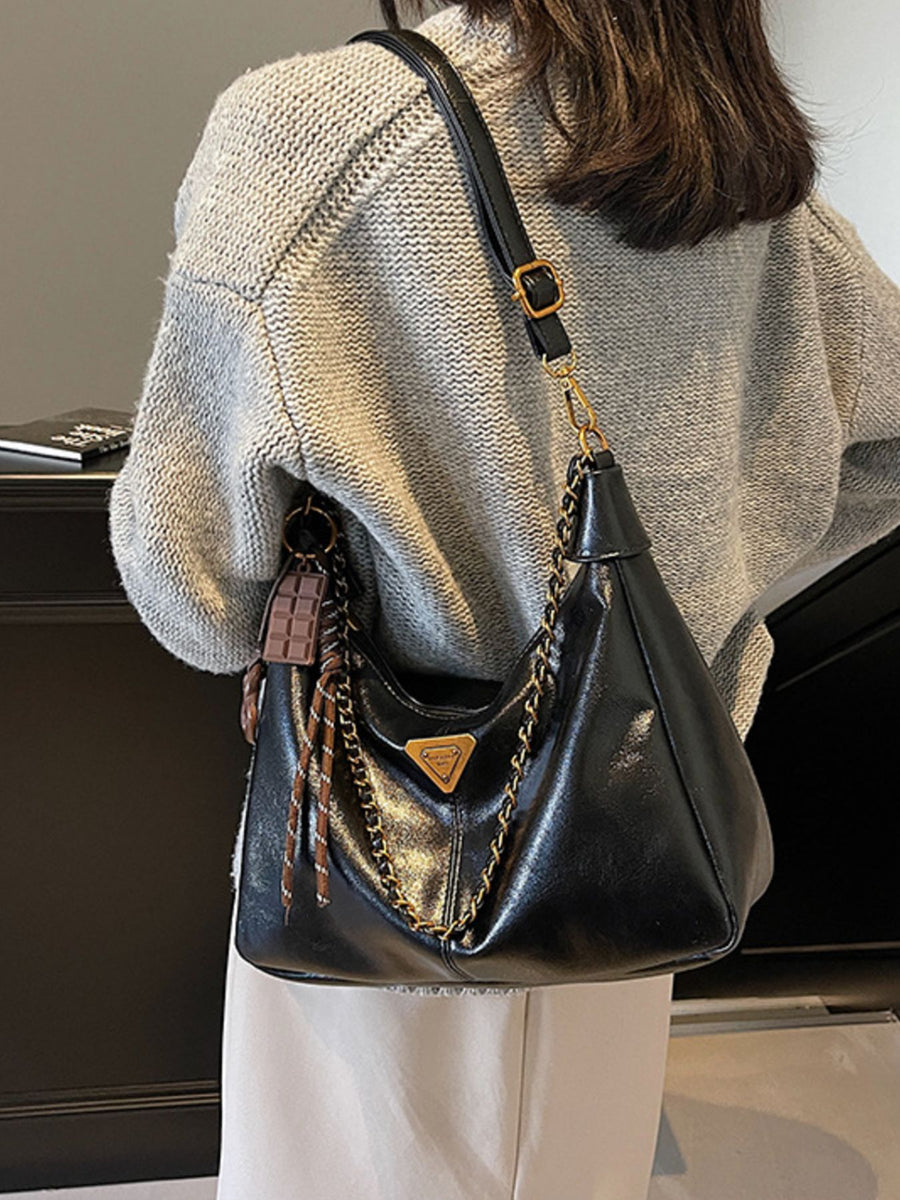 Medium Chain Detail Crossbody Bag in black with chain detail