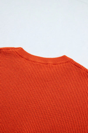 Drop Shoulder Long Sleeve Halloween Sweater in orange
