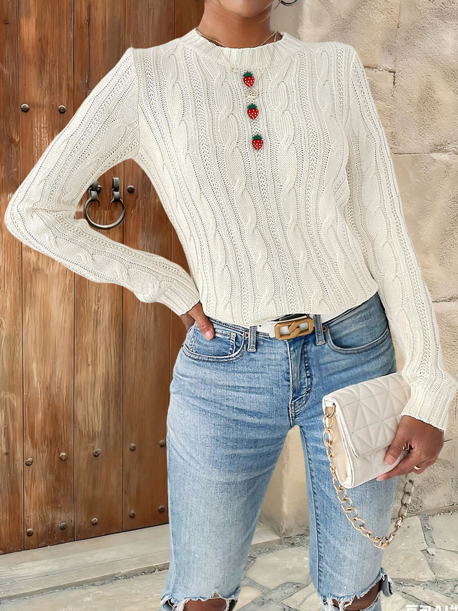 100% polyester Care instructions: Machine wash cold pullover sweater in Pink with regular silhouette