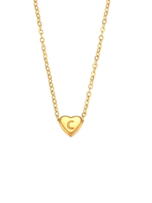 18K Gold-Plated Letter Heart Necklace in Heart Letter D with heart charm