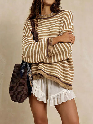 light blue oversized pullover sweater with crew neck