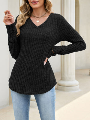 v-neck sweater in Dusty Blue with v-neck and long sleeve