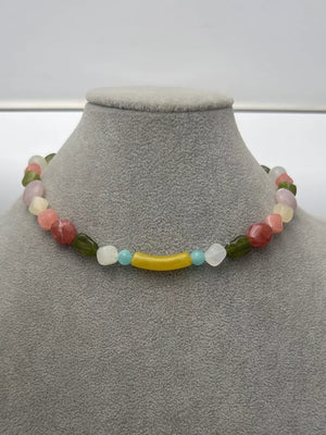 choker featuring color-block in light pink with Acrylic Care instructions: 1 texture