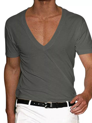 Army Green Men's Full Size Deep V-neck T-shirt Plus Size