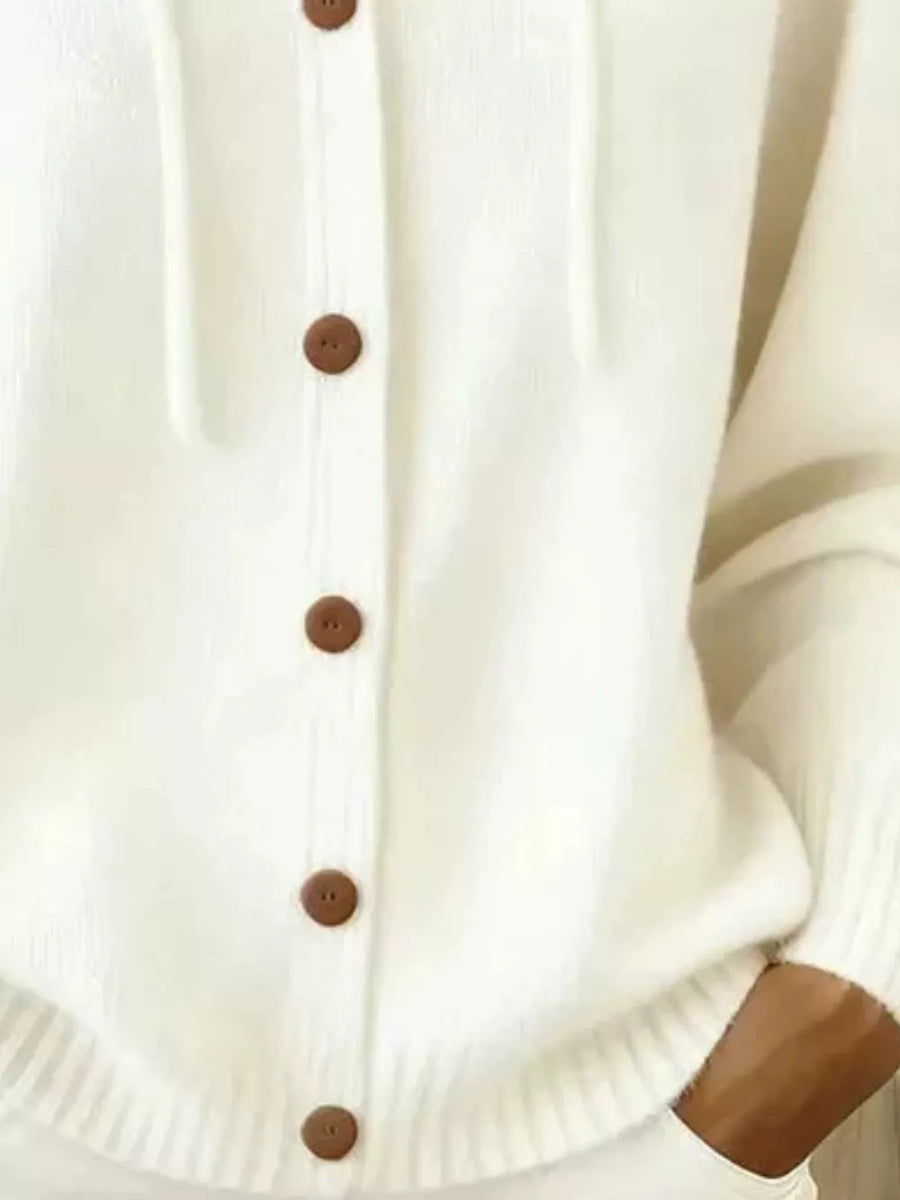 classic cardigan in White with hooded