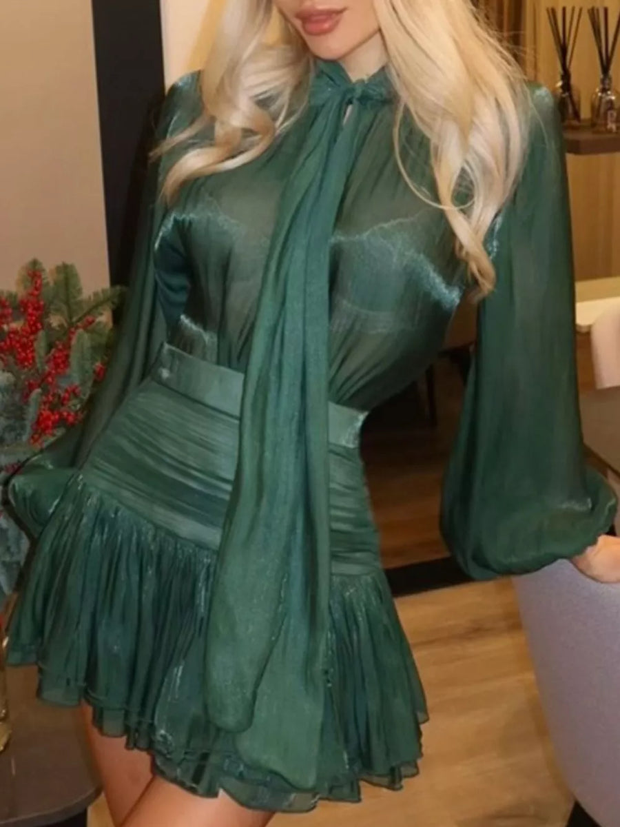100% polyester Care instructions: Machine wash cold two-piece set in Green with A-line silhouette