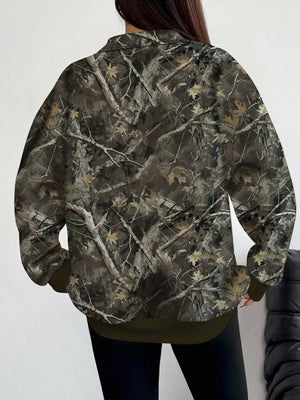 sweatshirt in Dark Military Green with zipper and hip-length