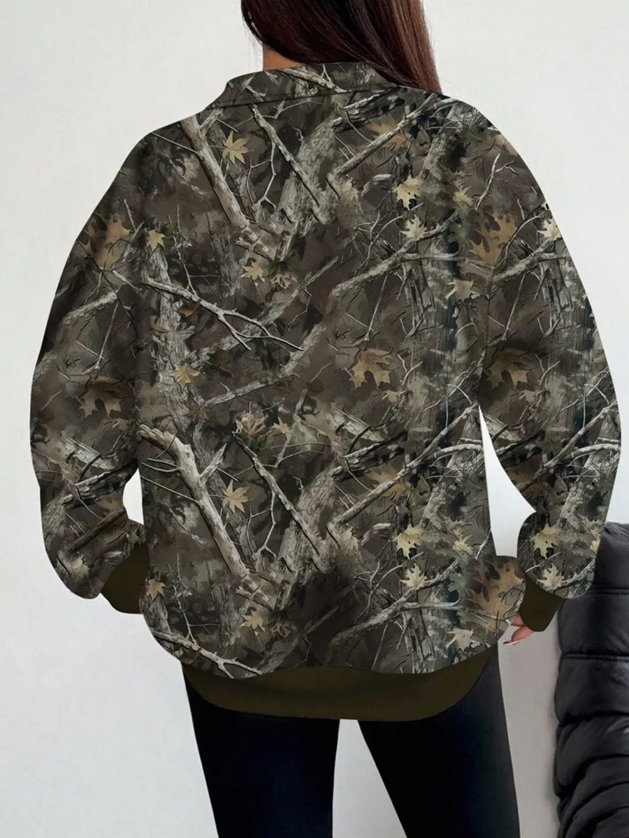 sweatshirt in Dark Military Green with zipper and hip-length