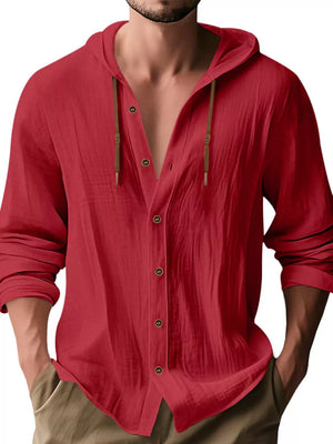 Pink button-up shirt with drawstring and long sleeve