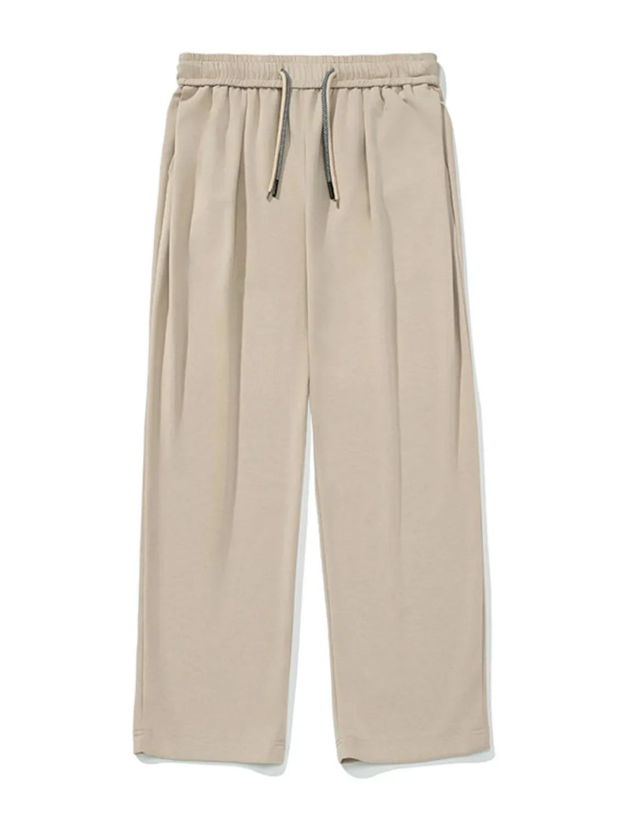 Khaki oversized drape-front lounge trousers with drawstring waist