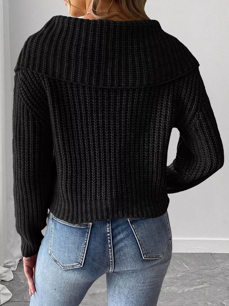 White regular pullover sweater with v-neck