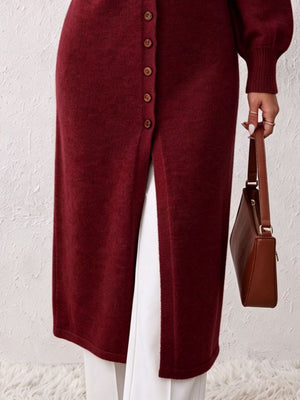 cardigan in Light Gray with buttoned and maxi