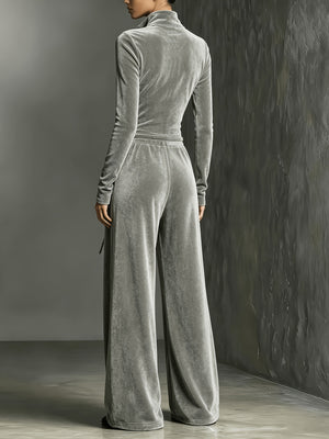 100% polyester Care instructions: Machine wash cold jumpsuit in slate gray with relaxed silhouette