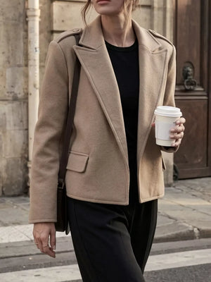 blazer in camel featuring pocketed and boxy fit