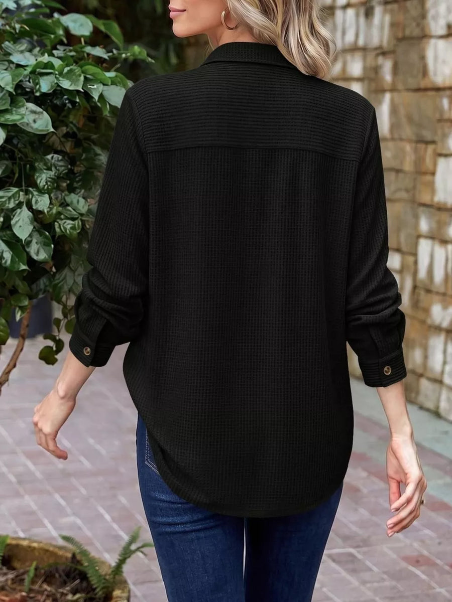taupe button-down shirt