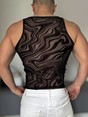 tank top in Navy with abstract and lightweight