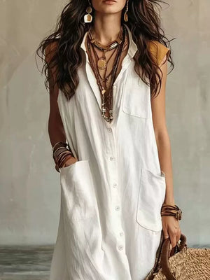 Black A-line maxi dress with collared