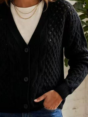 classic cardigan in ivory with v-neck