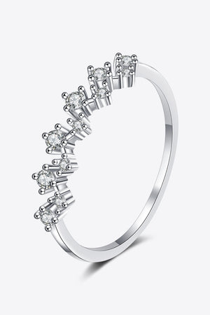 Silver zigzag ring with diamond clusters
