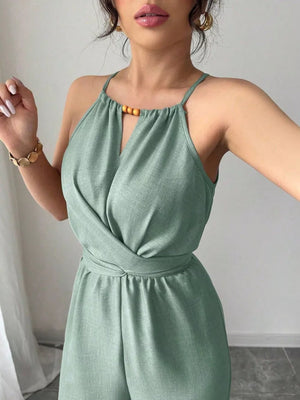 jumpsuit in Light Blue with halter and sleeveless
