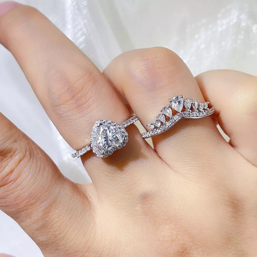 Silver with 2 Carat 925 Sterling Silver Moissanite Ring Set in Silver