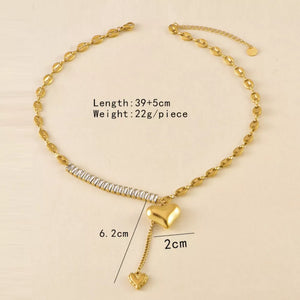 18K Gold-Plated,Stainless Steel,Rhinestone Care instructions: Avoid wearing duri necklace in Gold with straight silhouette