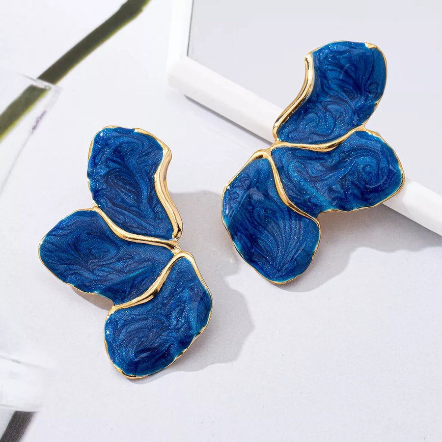 royal blue earrings with medium length and post-back