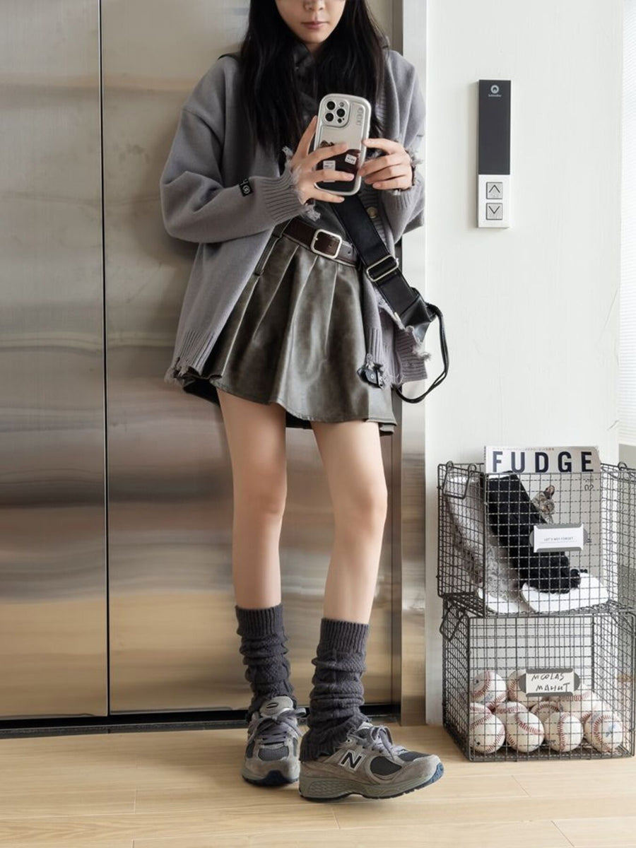Coffee leg warmers with knee-length and elastic