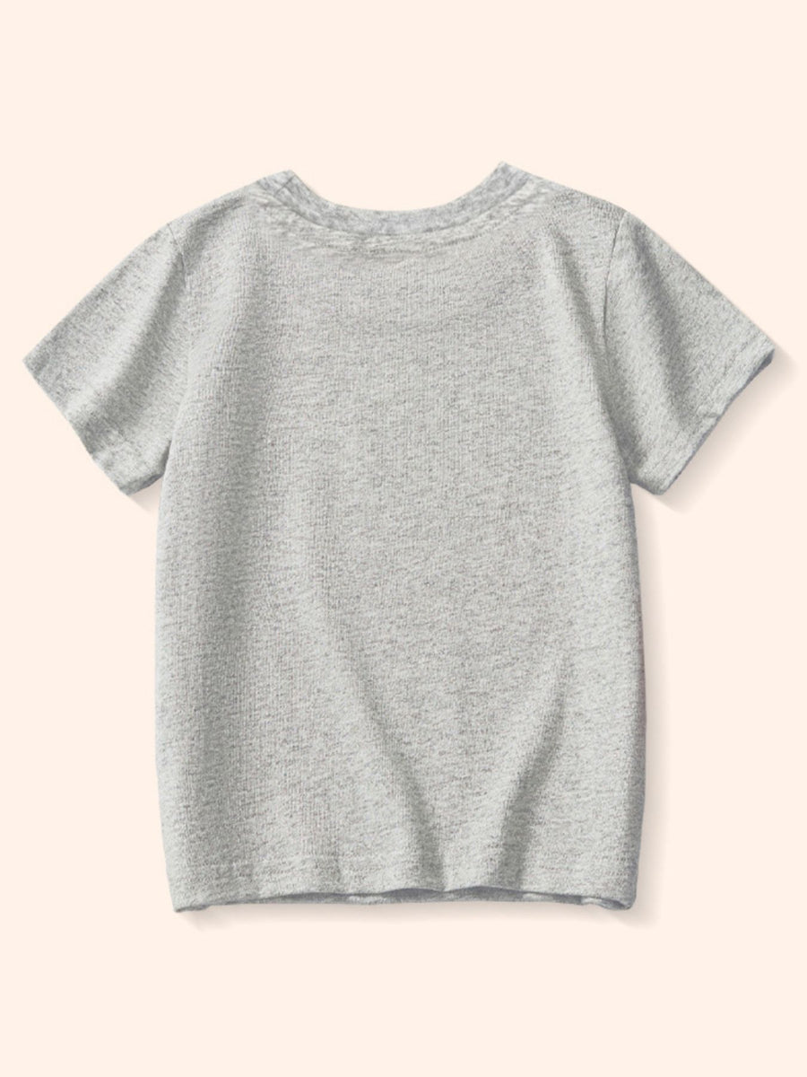 Grey cotton t-shirt with a textured knit and crew neck.