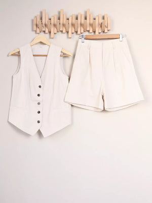 coastal vest in Khaki Color with v-neck