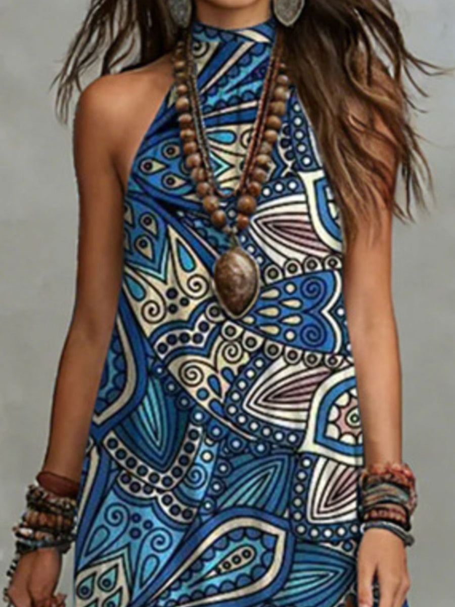 sky blue maxi dress featuring slit and ornamental