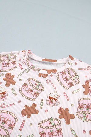 cozy pajama set in brown with round neck