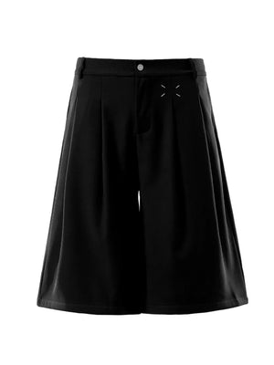 Men's Pleated Loose Fit Capris in Dark Gray