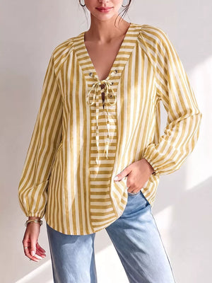 Pastel Yellow blouse with hip-length and tie