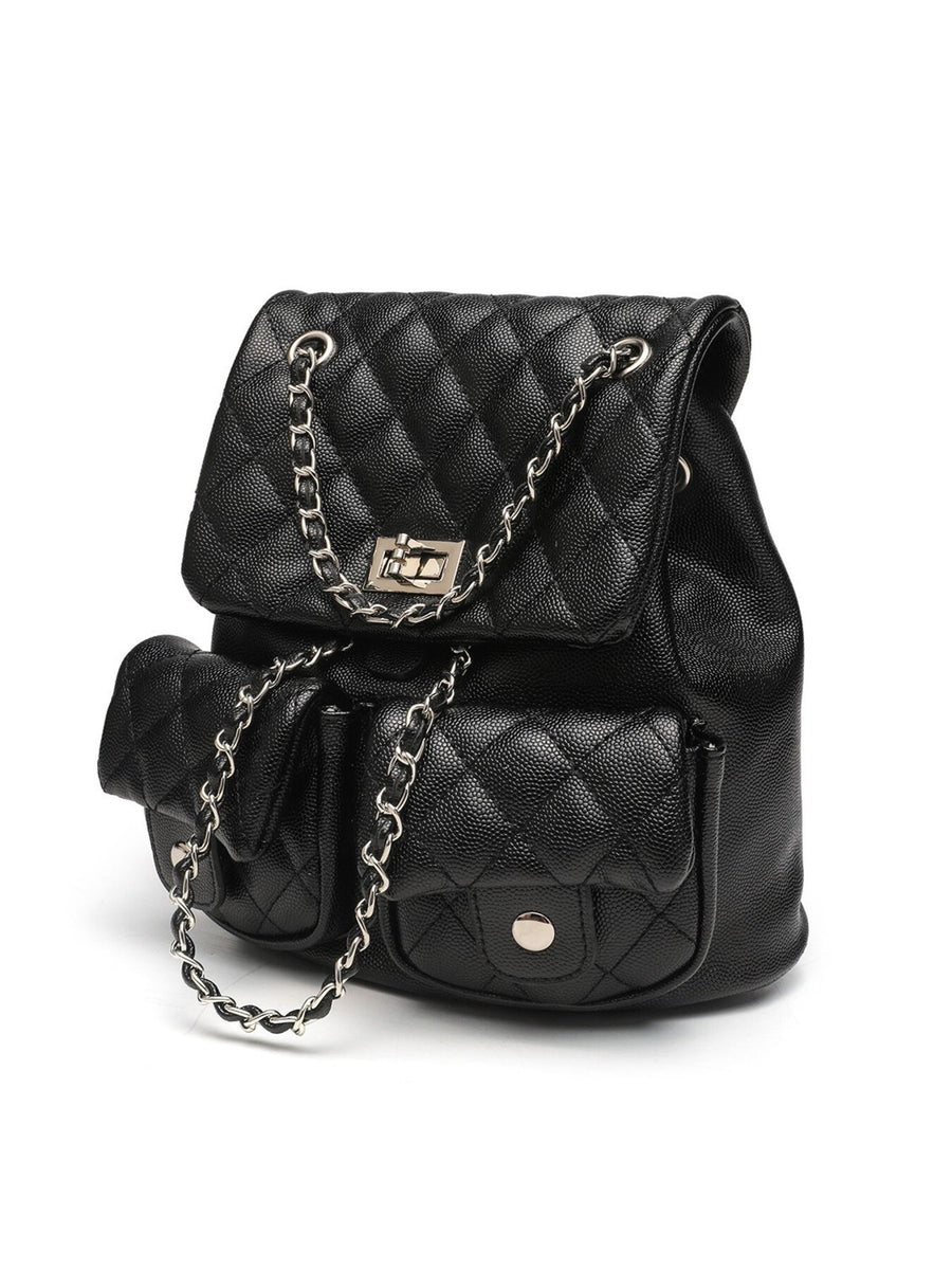 White backpack featuring quilted and quilted