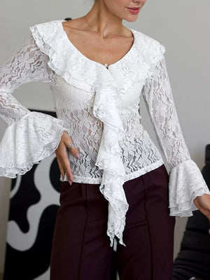 100% polyester Care instructions: Machine wash cold blouse in ivory with regular silhouette