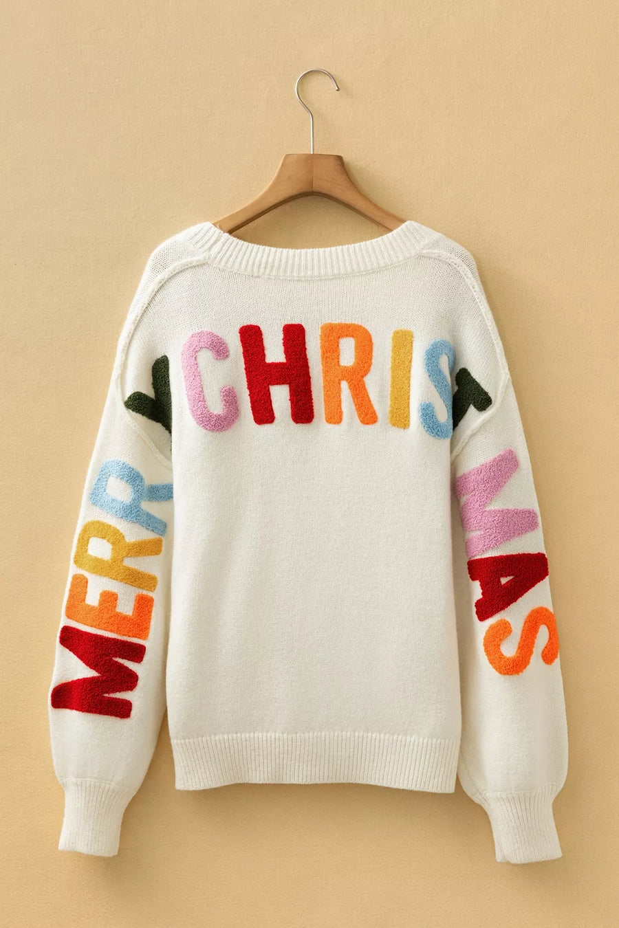Cream relaxed cardigan with v-neck